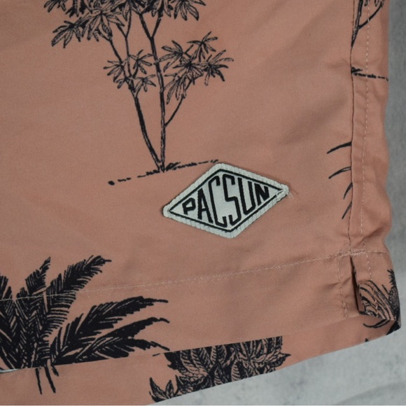 Mens Vintage Palm Tree 17″ Swim Trunks Peach | PacSun Swim - Picture 3 of 4